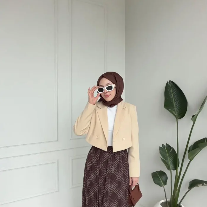 VİRAL ŞİFON ETEK ASTARLI (ÇİZGİ DESEN)
